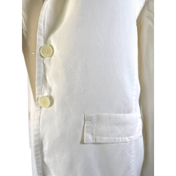 MNG Mango Linen Blend Jacket Long Blazer White Size 10 Trendy‎ Overcoat - Picture 8 of 10